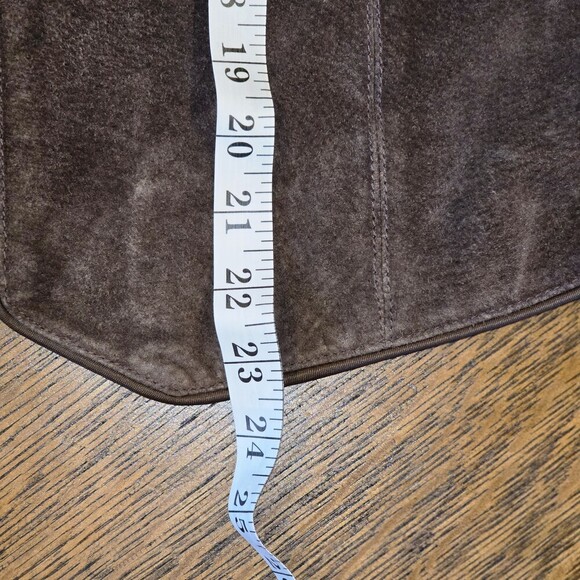 Great Northwest Leather Front Vest Brown Suede Zip Front Lined Size Large - Picture 10 of 12